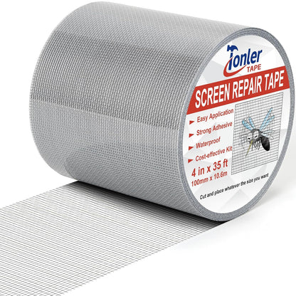 Gray Window Screen Repair Tape 2 in X 35 FT Fiberglass Screen Patch Strong Adhesive Mesh Tape for Window & Door Screen Holes & Tears Repair Kit