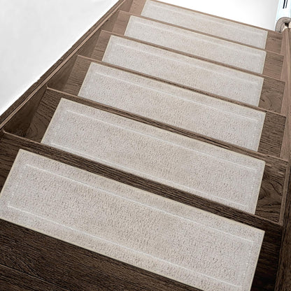 sarben Non Slip Stair Treads for Wooden Steps 15PCS - 8"x30" Indoor Safety Carpet, Edging Mats with TPE Adhesive Backing, Pet and Elderly Friendly Stair Rugs (Taupe) - Colors B