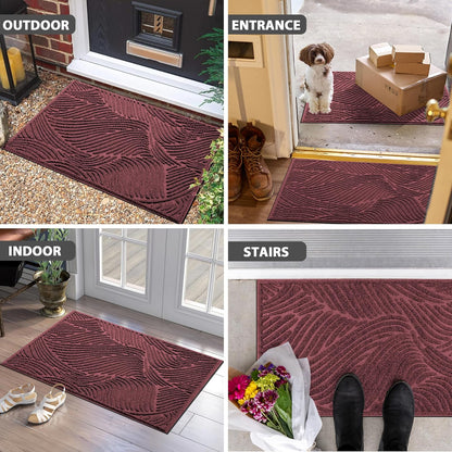 Yimobra Doormat Outdoor Entrance, Simple Stripes All-Weather Waterproof & Non-Slip Mat for Front Door, Heavy Duty Welcome Mat for Indoor, Garage, Patio-29.5x17, Dark Grey