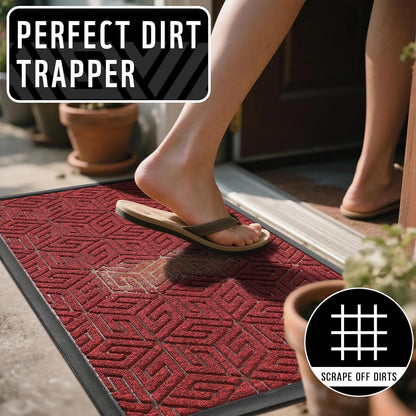 Yimobra Doormat Outdoor Entrance 29.5x17, All-Weather Waterproof Outdoor Mats for Front Door, Non Slip Welcome Door Mat for Patio Proch Outside Entryway Indoor, Black