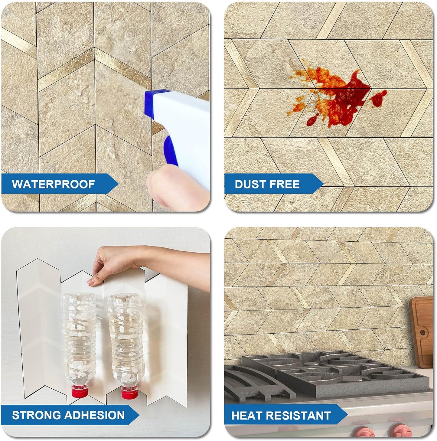 MOFIT Peel and Stick Backsplash for Kitchen,3D Wall Panel Peel and Stick Tile Self Adhesive Backsplash for Bathroom Tile Stickers Diamond (5Sheets,Blue Green Gray)