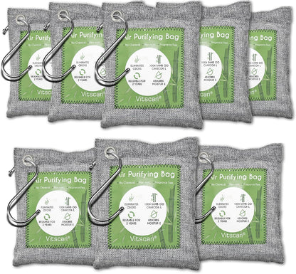 6 Pack Bamboo Charcoal Air Purifying Bag, Activated Charcoal Bags Odor Absorber, Moisture Absorber, Natural Car Air Freshener, Shoe Deodorizer, Odor Eliminators For Home, Pet, Closet