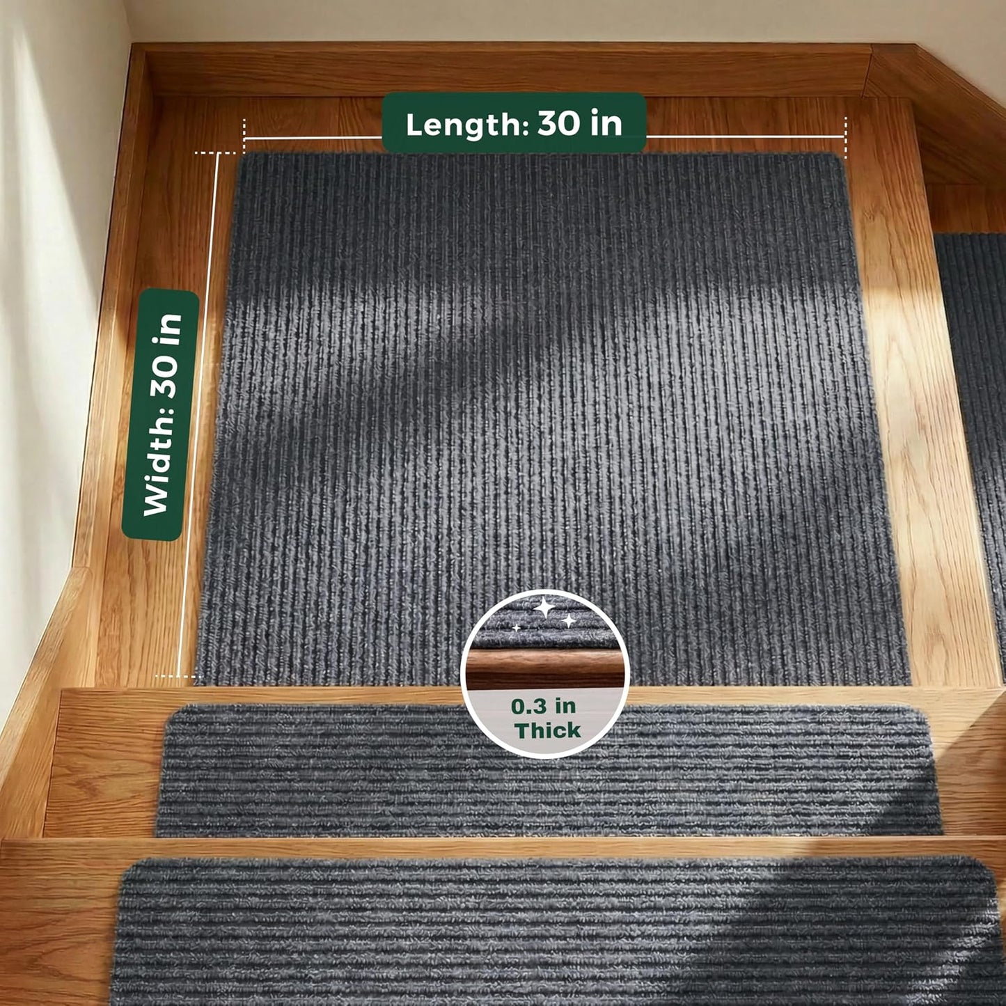 MBIGM 8" X 30" (15 in Pack) Nonslip Carpet Stair Treads Non-Skid Safety Rug Slip Resistant Indoor Runner for Kids Elders & Pets with Reusable Adhesive - Brown - Non Slip Stair Treads Indoor