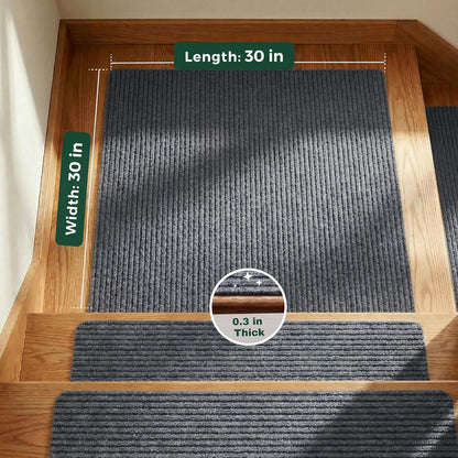 MBIGM 8" X 30" (15 in Pack) Nonslip Carpet Stair Treads Non-Skid Safety Rug Slip Resistant Indoor Runner for Kids Elders & Pets with Reusable Adhesive - Brown - Non Slip Stair Treads Indoor