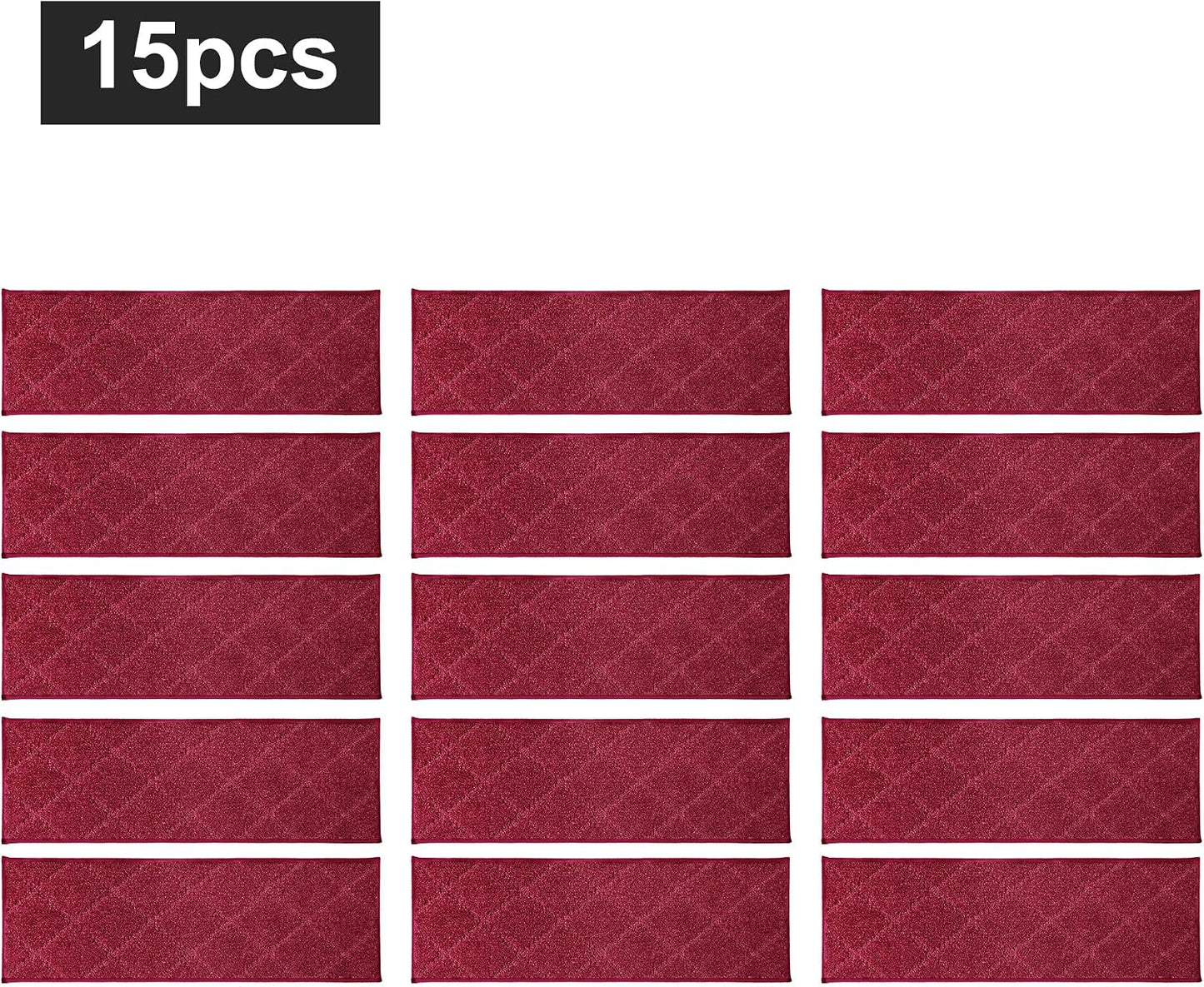 COSY HOMEER Edging Stair Treads Non-Slip Carpet Mat 28inX9in Indoor Stair Runners for Wooden Steps, Edging Stair Rugs for Kids and Dogs, 100% Polyester TPE Backing(4pc, Beige)