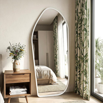 Suidia Full Length Mirror, Oversized Floor Mirror with Solid Wood Frame, Large Standing Mirror for Bedroom Living Room, Wood Art Style, Dark Walnut, 74" L x 32" W