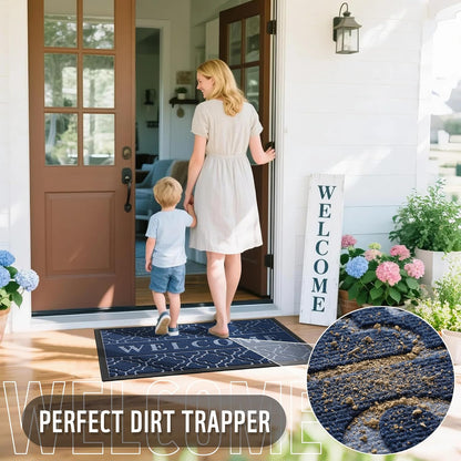 Yimobra Welcome Mat Outdoor Indoor, All-Weather Waterproof Front Door Mat Outside Entrance, Non-Slip Low Profile Porch Patio Doormat, 29.5x17, Black