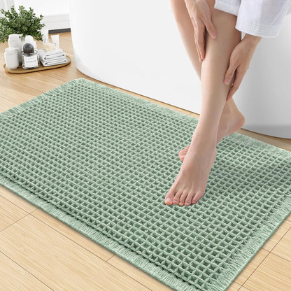 Smiry Waffle Bath Mat 30x20, Extra Soft Absorbent Bathroom Rugs, Non Slip Machine Washable Quick Dry Bath Rugs for Bathroom Floor, Tub, Shower, Home Decor Accessories, Brown