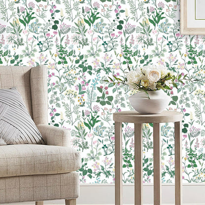 Dimoon 17.3''x78.7'' Vintage Peel and Stick Wallpaper Boho Beige Neutral Contact Paper White Floral Bird Wallpaper Removable Botanical Renter Friendly Modern Wall Paper Bedroom Bathroom Vinyl Roll