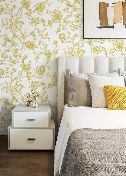 Safiyya Peel and Stick Wallpaper Vintage Floral Contact Paper 17.3" x 78.7" Wall Paper Renter Friendly Self Adhesive Removable Wallpaper for Bathroom Vinyl