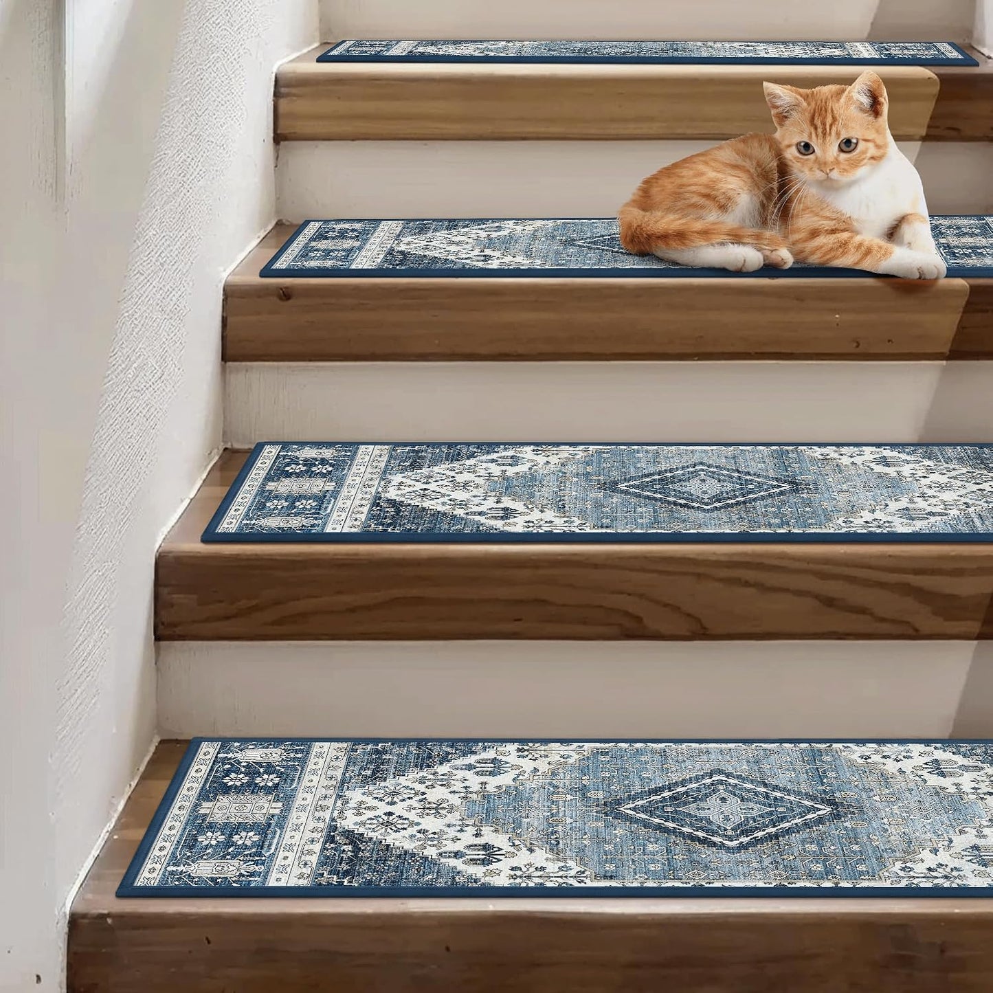 sarben Non Slip Stair Treads for Wooden Steps 15PCS - 8"x30" Indoor Safety Carpet, Edging Mats with TPE Adhesive Backing, Pet and Elderly Friendly Stair Rugs (Taupe) - Colors A