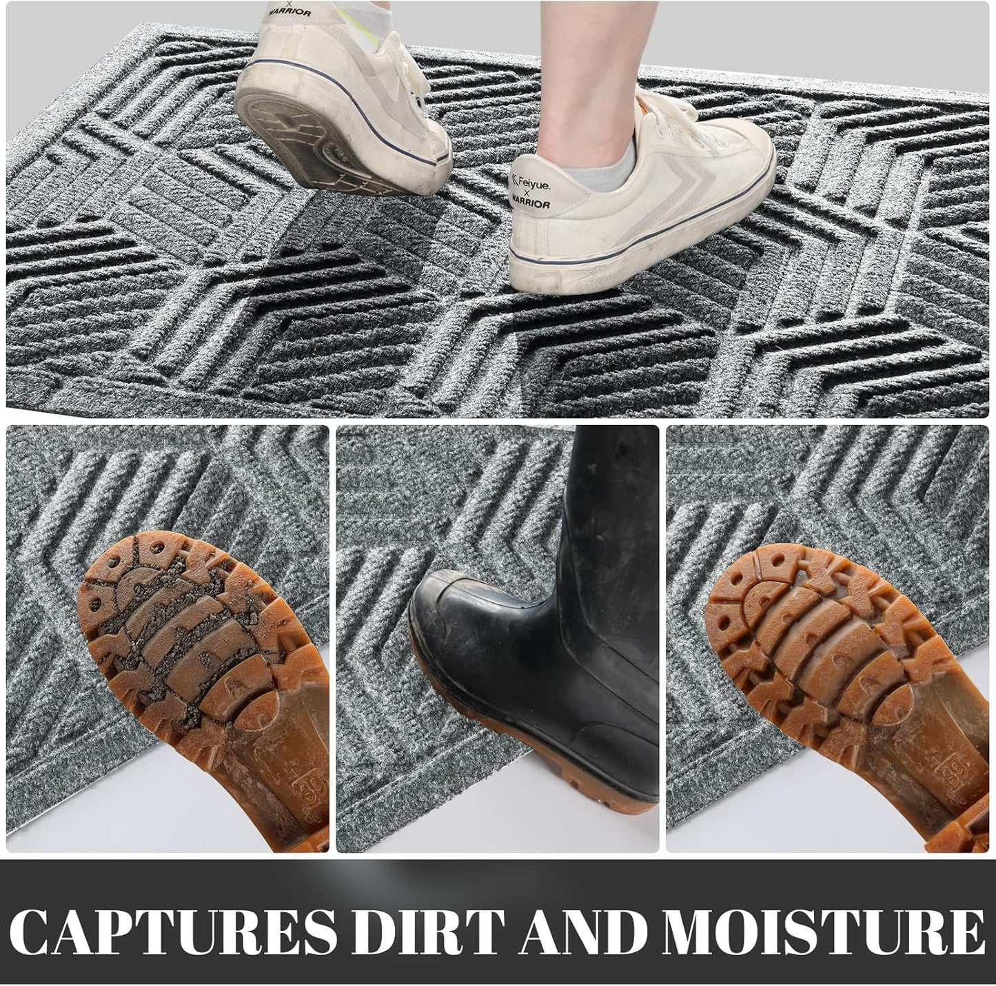 Yimobra Front Door Mat, All-Season Waterproof Outdoor Mat for Entrance with Drainage Holes, Heavy Duty Non-Slip Doormat for Garage Patio Entryway Indoor, 29.5x17, Red