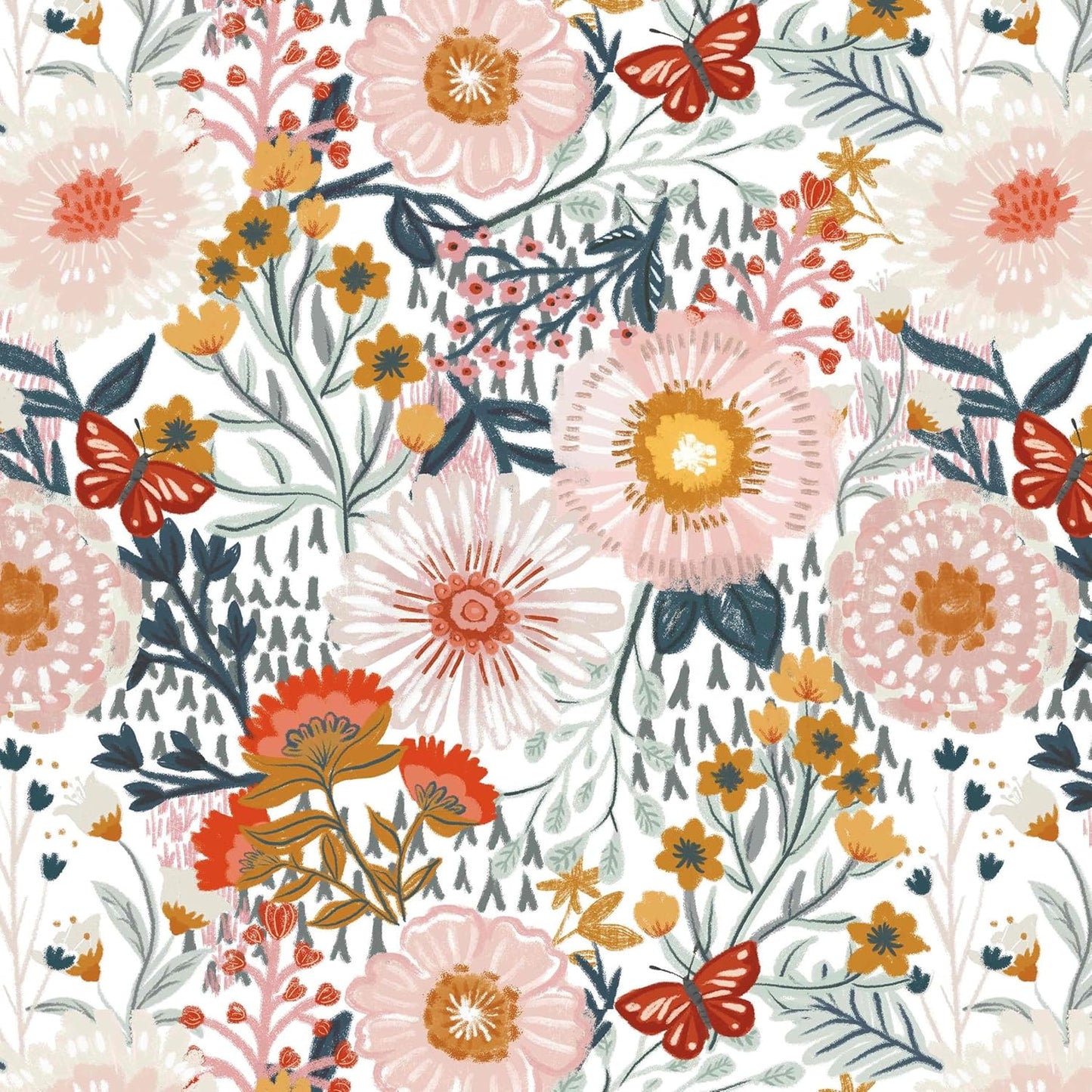Dimoon 17.3''x78.7'' Peel and Stick Wallpaper Floral Cute Contact Paper Vintage Village Country Cottage Wallpaper Farmhouse Yellow Beige Renter Friendly Geometry Waterproof Embossed Kitchen Bedroom