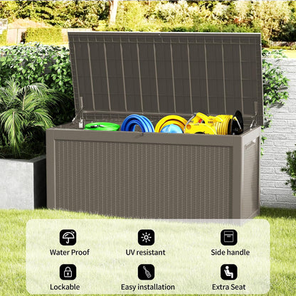 Outdoor Storage Box 325GAL Waterproof Resin Deck Box,Pool Accessories Supplies，UV-Resistant Lockable Package Delivery Bin for Garden Tools,Large Patio Outside Cushions,Chest,Furniture,Black