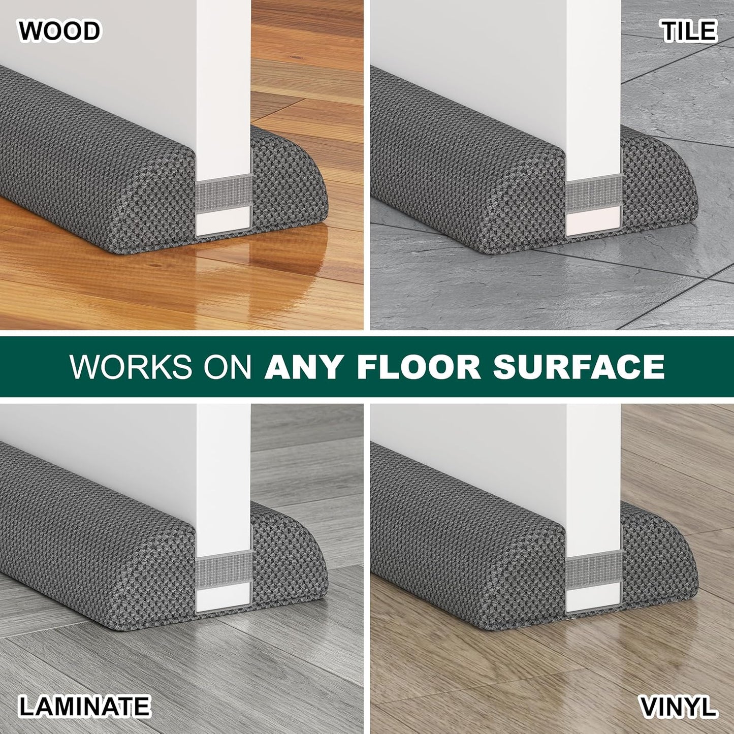 HADOR 30 Inches Door Draft Stopper - 24"-30" Adjustable, Seals 0.5"-1.7" Gaps | Blocks Drafts/Noise/Pet Hair | No Permanent Adhesive, Machine Washable, Grey