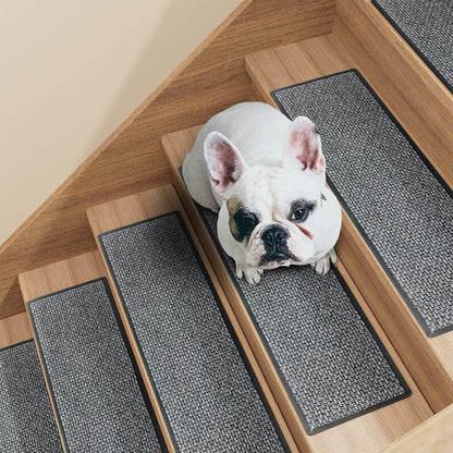 Stair Treads Carpet 4 pcs for Wooden Steps with Non Slip Rubber Backing, 100% Polyester Soft Stairs Resistant Indoor Skid Runner Safety Rugs for Kids Elders and Pets 30" * 8" (Dark Gray)
