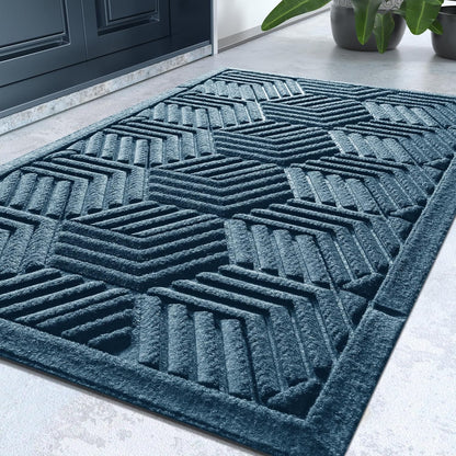 Yimobra Front Door Mat, All-Season Waterproof Outdoor Mat for Entrance with Drainage Holes, Heavy Duty Non-Slip Doormat for Garage Patio Entryway Indoor, 29.5x17, Red