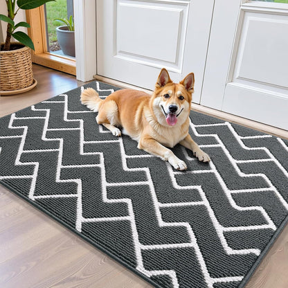 OLANLY Front Door Mat, Non-Slip Rubber Backing, Dirt Resistant and Absorbent, Washable, Easy to Clean Low-Profile Indoor Doormat for Back Door, Entryway, Inside Entrance, 32x20, Grey