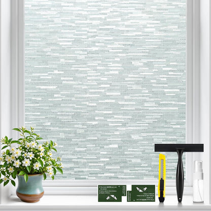 GTJ Frosted Window Privacy Film, Static Cling No Glue Removable Reusable, UV Blocking Glare & Heat Reduction, for Bathroom Glass Door Home Office, 17.5" x 78.7"in