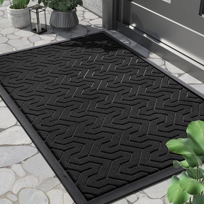 Yimobra Front Door Mat Outside Entrance 29.5x17, Waterproof Heavy Duty Outdoor Mats for Front Door, Non Slip Rubber Entry Mat for Garage Patio Indoor, Grey