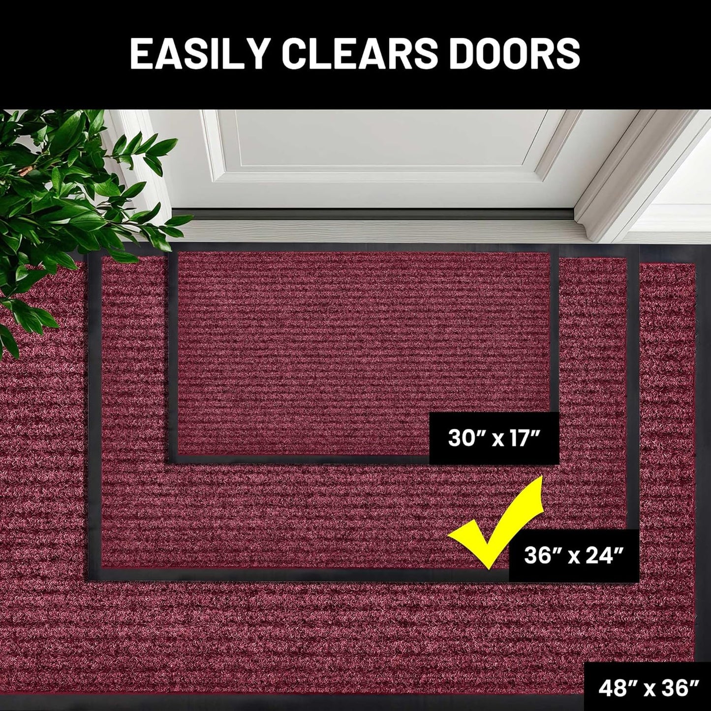 Sierra Concepts Front Door Mat Welcome Floor Mats - Entryway Indoor Outdoor Entrance Doormat, Patio, Porch, Muddy Shoe, Inside Outside Low Profile, 30x17 inches, 2-Pack Gray