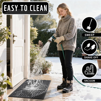 Yimobra Doormat Outdoor Entrance, Simple Stripes All-Weather Waterproof & Non-Slip Mat for Front Door, Heavy Duty Welcome Mat for Indoor, Garage, Patio-29.5x17, Dark Grey