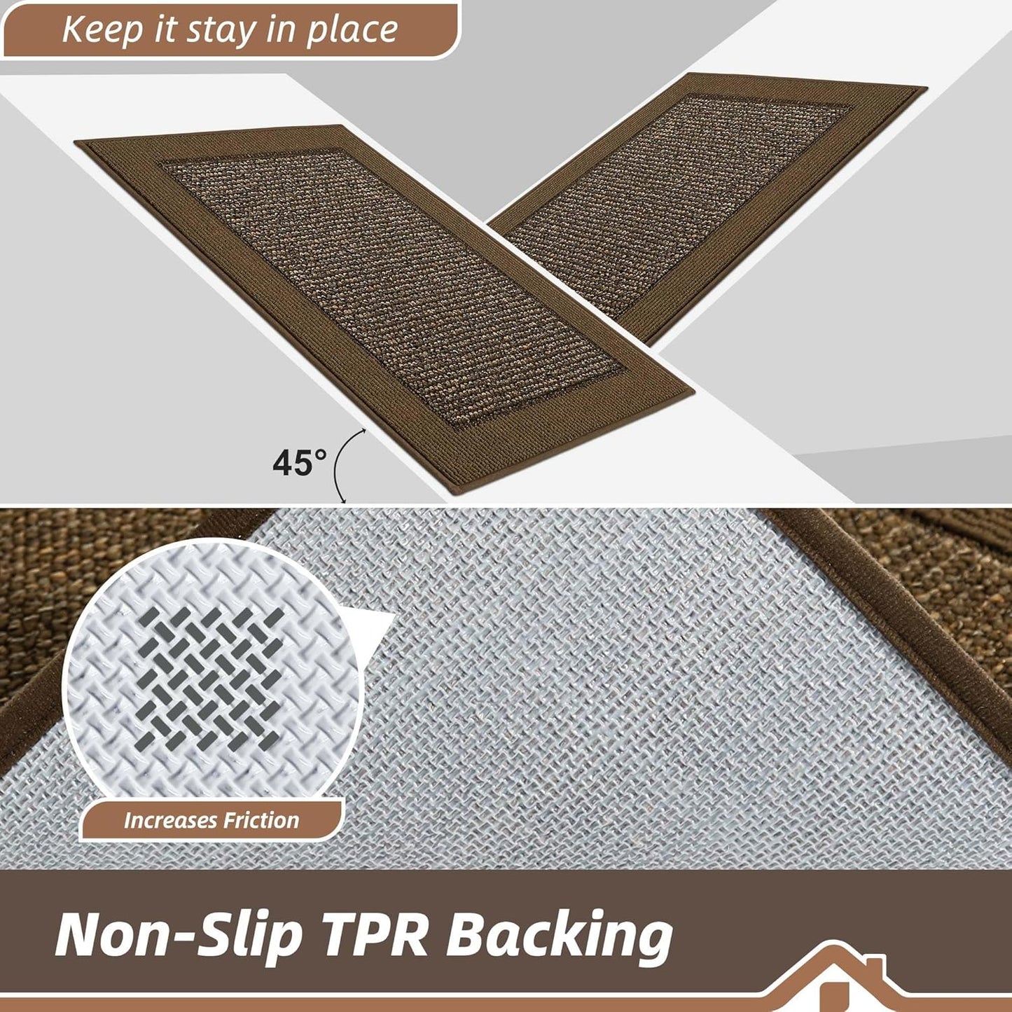 BEQHAUSE Indoor Door Mat 20" x 32", Dirt Trapper Door Mats Non-Slip Entryway Rugs Washable, Resist Dirt Absorbent Welcome Mat, Low Profile Floor Mats for Front Back Door and Entryway, Taupe