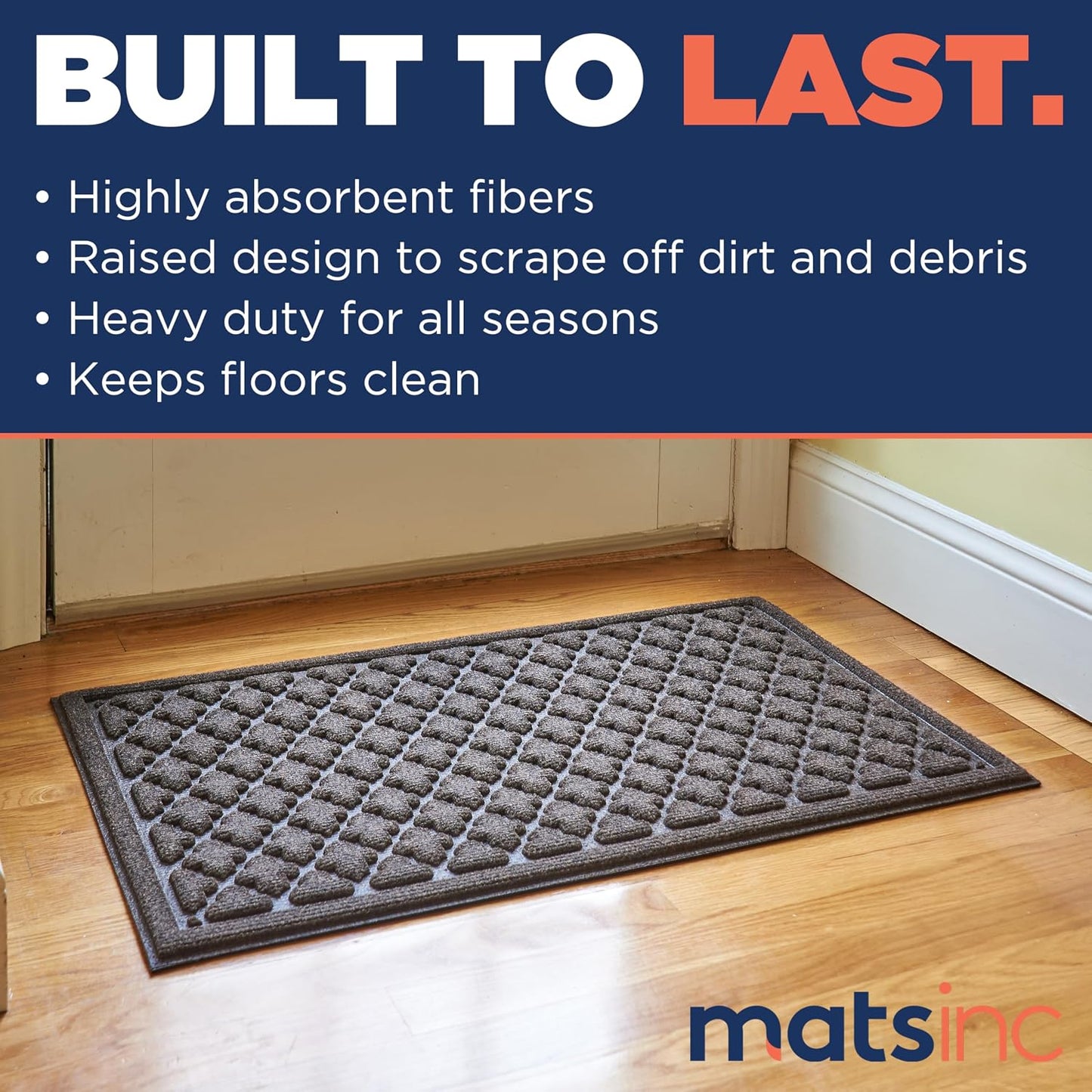 Artisan Entry Indoor Mats for Entryway, Durable & Easy to Clean Tray for Boots, Anti-Slip & Water-Resistant for Front Room, Made in The USA, 15" x 36", Blue, by Mats Inc.
