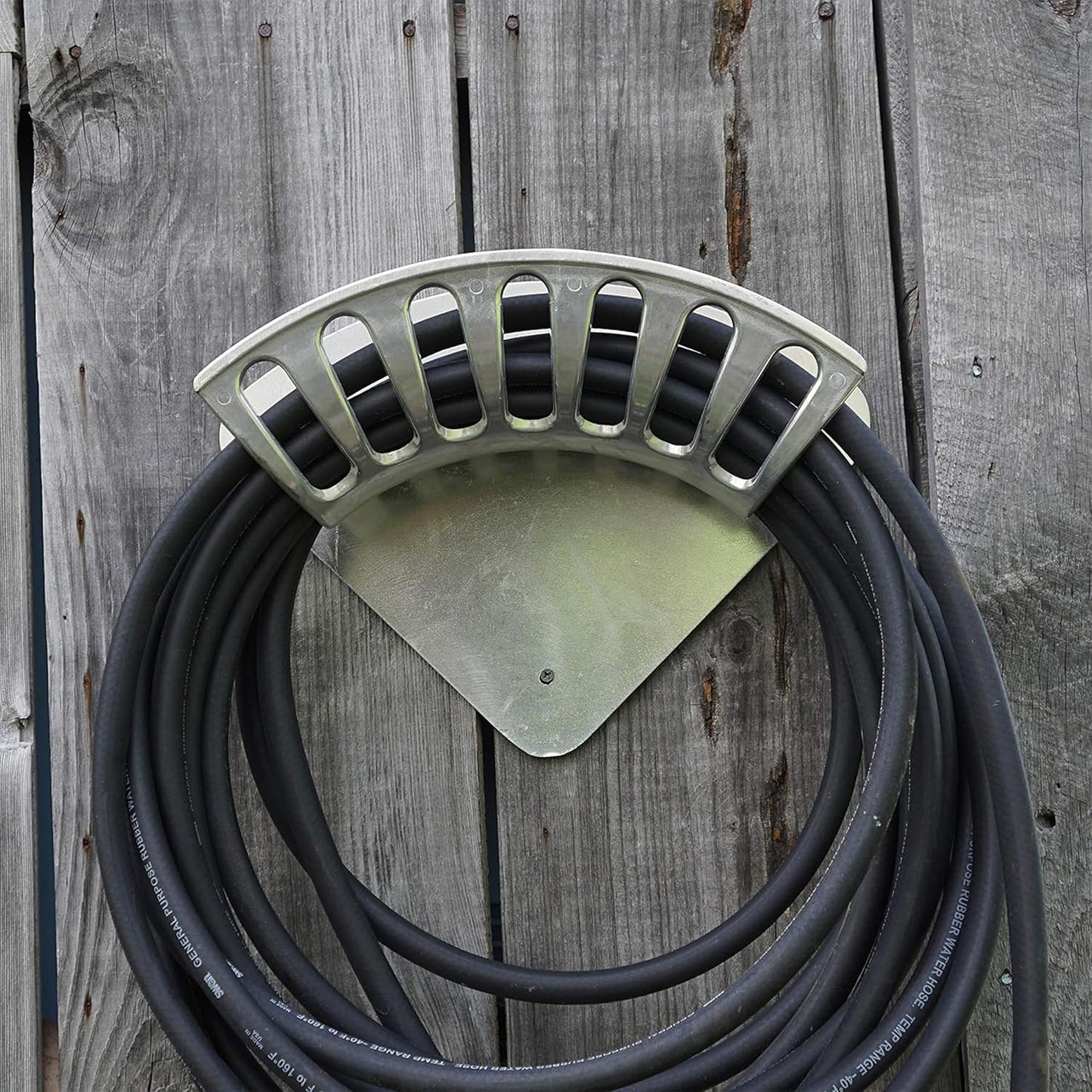 Hose Holder - Heavy Duty Aluminum Water Hose Hanger Wall Mount - Garden Hose Reel for 200ft 1/2" Hoses - Water Hose Holder - Hose Rack for Outside by Kings County Tools