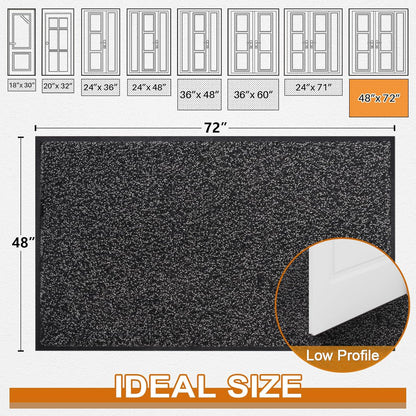 Mibao Front Door Mat, Dirt Trapper Welcome Mat for Outdoor Indoor, Non-Slip Waterproof Doormat, Durable Machine Washable Low Profile Entry Rug for Back Door Outside Patio Porch, 29.5" x 17", Grey