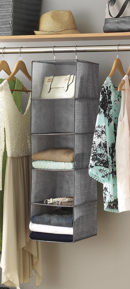 Whitmor 5 Section Closet Organizer - Hanging Shelves with Sturdy Metal Frame