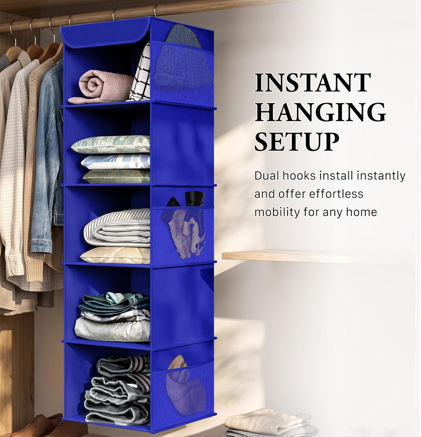 Simple Houseware 6 Shelf Hanging Closet Organizer, Gray