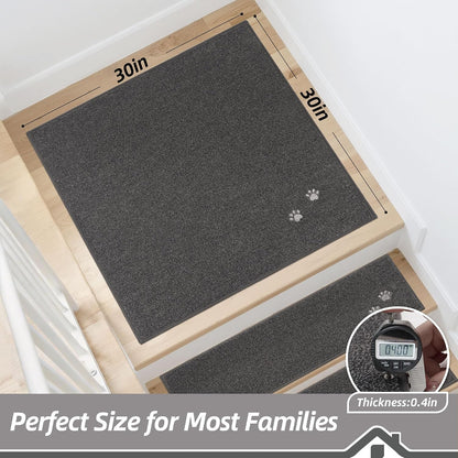 BEQHAUSE Stair Treads for Wooden Steps 28inX9in, Non Slip Carpet Stair Treads Indoor Stair Runners Machine Washable, Soft Stair Rugs Mat Surface Polyester TPE Backing, 4pcs, Charcoal