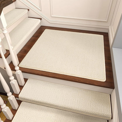 Brakki Bullnose Carpet Stair Treads, Non Slip Stair Treads for Wooden Steps Indoor, Stair Runner, Soft Stair Rugs, Edging Stair Protectors, Washable, 29.5"x9.5"x1.5" 14pcs, Beige
