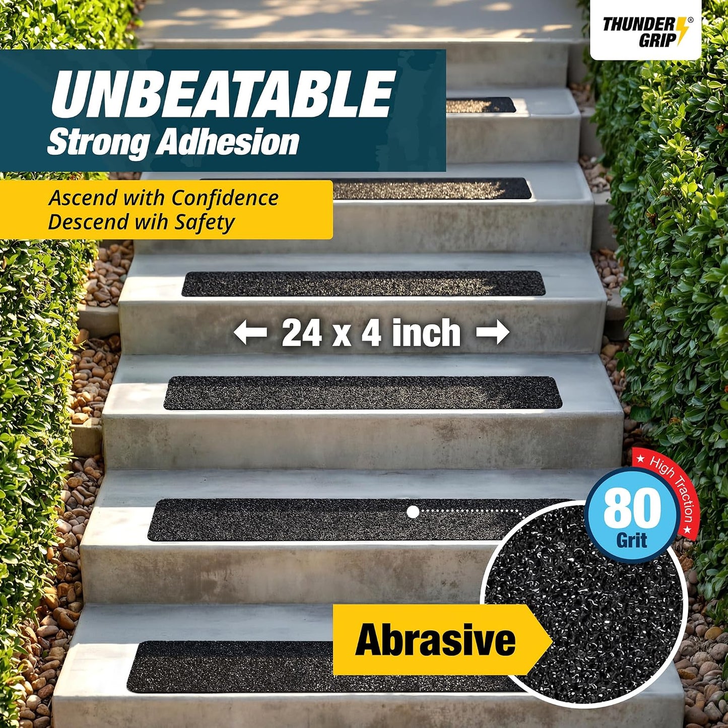 Clear Stair Treads Non-Slip 24"x4" - 18-Pack Indoor Stair Grips Non Slip for Wooden Steps - Anti Slip Adhesive Strips for Dogs & Elderly - Staircase Step Treads - Transparent Treads for Wood Stairs
