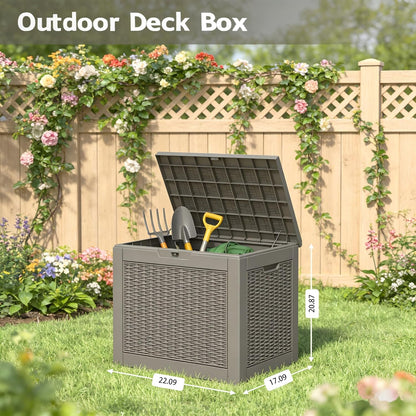 35 Gallon Outdoor Storage Box, Waterproof Resin Deck Box with Lockable Lid – Storage Cabinet for Patio Furniture, Pool Supplies, Garden Tools – Indoor & Outdoor Use
