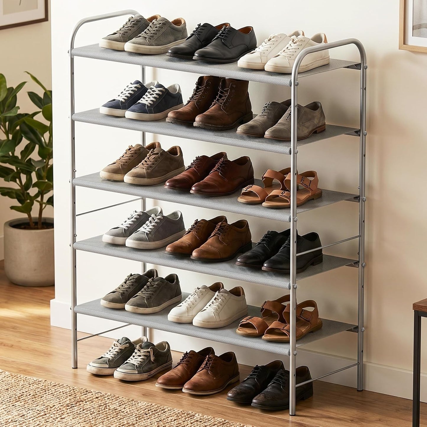 Simple Houseware 3-Tier Shoe Rack Storage Organizer, Grey – Space-Saving Shoe Shelf, Holds 9–16 Pairs, Sturdy Metal Frame, Easy Assembly – Closet, Entryway, Bedroom Shoe Storage Solution