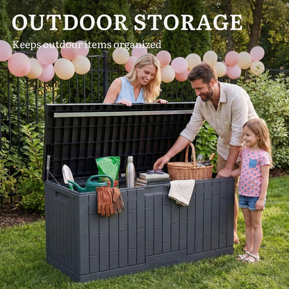 YITAHOME 31 Gallon Outdoor Storage Deck Box | Waterproof Resin Package Delivery and Storage Box with Lockable Lid for Patio Furniture Cushions, Pool Accessories, Garden