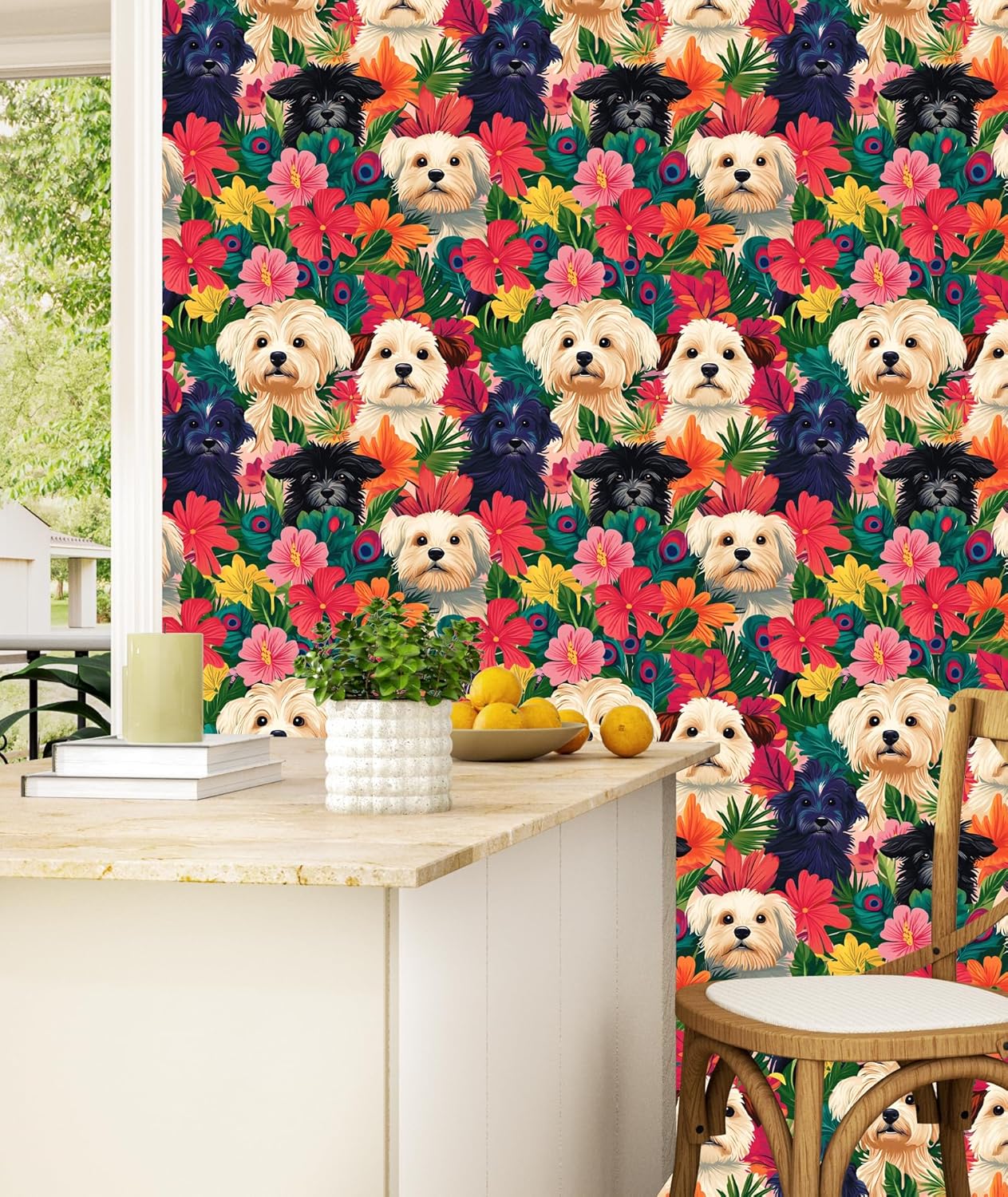 BOKEBEVE Watercolour Floral Peel and Stick Wallpaper Boho Vibrant Contact Paper Renter Friendly Wall Paper for Countertop Cabinet Wall Shelf Liner Removable Blue Colorful 17.5 x 118In