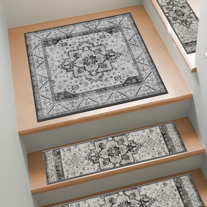 Non Slip Stair Treads for Wooden Steps, 15 Pack 8"x30" Washable Carpet | 8x30 in soft chenille polyester stair treads with reusable TPE backing for indoor wood stairs, dogs, kids, and seniors