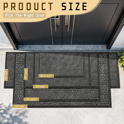 Yimobra Front Door Mat Outside Entrance 29.5x17, Waterproof Heavy Duty Outdoor Mats for Front Door, Non Slip Rubber Entry Mat for Garage Patio Indoor, Grey