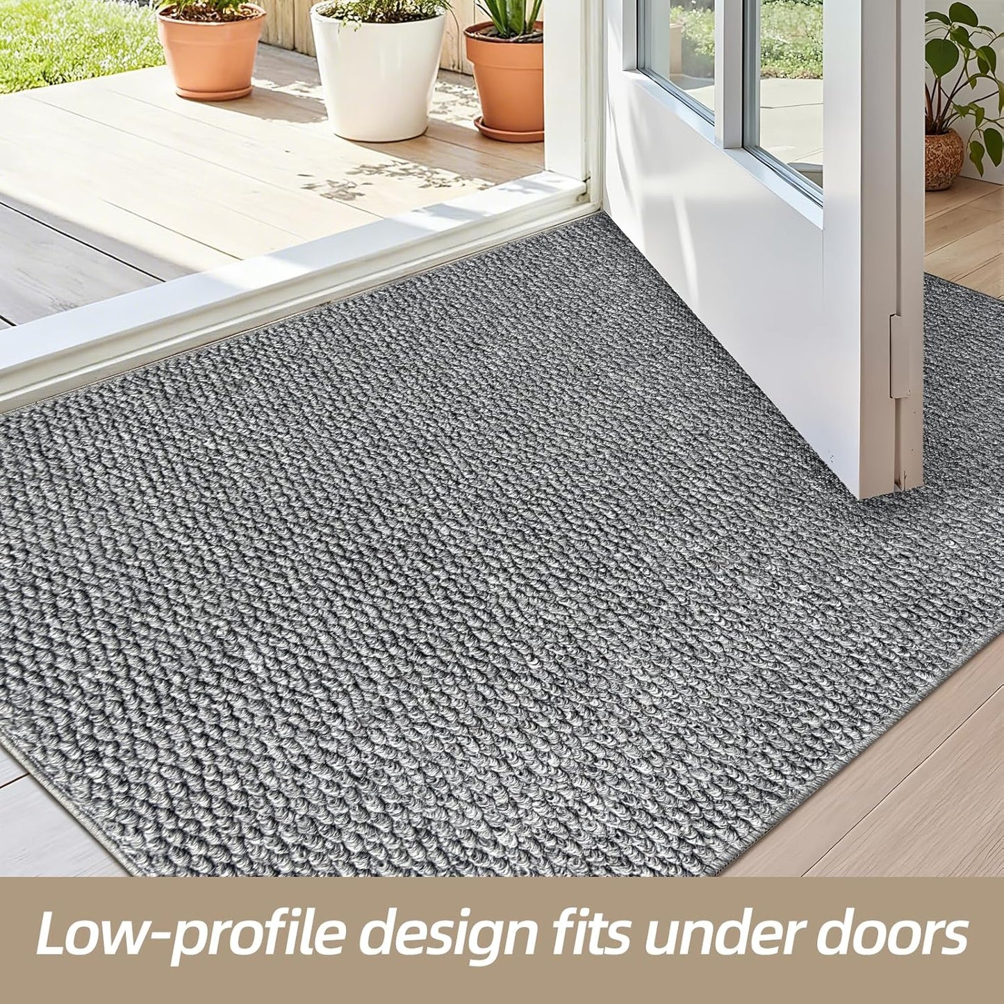 Indoor Door mat 17“ x 30”, Dirt Trapper Door Mat, Non-Slip Washable Entrance Mat, Dirt Resistant and Absorbent Welcome Mat,Low-Profile Doormat for Entryways, Front Doors, and Indoor Entrances, White