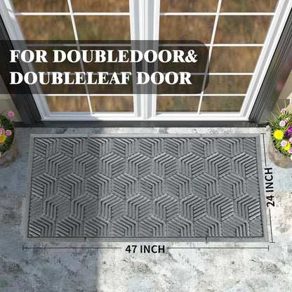 Yimobra Front Door Mat, All-Season Waterproof Outdoor Mat for Entrance with Drainage Holes, Heavy Duty Non-Slip Doormat for Garage Patio Entryway Indoor, 29.5x17, Red