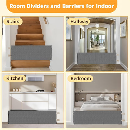 15" Step Over Retractable Dog Gate, No-Drill Pet Barrier for Doorways & Stairs, Easy Human Access & Pet Containment, Adjustable Small Dog Gate for Indoor Use