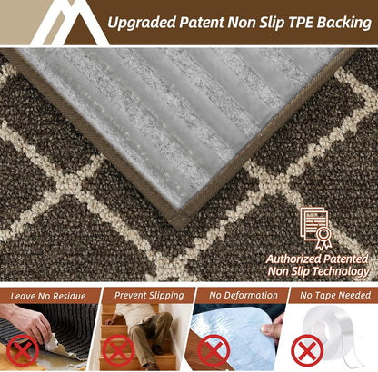 COSY HOMEER Carpet Stair Treads for Wooden Steps Non-Slip Indoor,4pcs, Navy | Peel and Stick,Reusable Adhesive,Residue Free,Washable,Pet Friendly,Soft Stair Runner for Kids,Elders,Multi-Surface Use