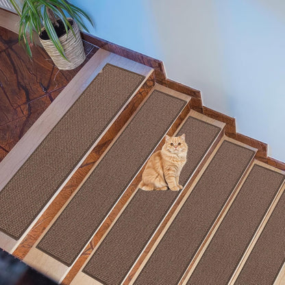 Stair Treads for Wooden Steps Indoor, Peel and Stick Stair Tread,Stair Runners, Non-Slip Carpet Stair-Treads for Kids, Elders & Pets, Machine Washable, Reusable(15PCS,30"x8",Beige)