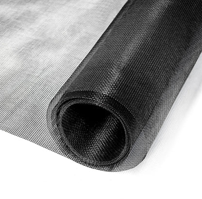 King&Charles Window Screen Door Repair/Replacement Kit, Include Black Screen Mesh 48"x118"+ 2 Roller+50Ft Spline+8Clips+Hook, 6 in 1 Window Mesh Kit, Steel/Nylon Bearing Roller