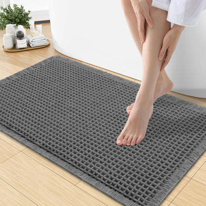 Smiry Waffle Bath Mat 30x20, Extra Soft Absorbent Bathroom Rugs, Non Slip Machine Washable Quick Dry Bath Rugs for Bathroom Floor, Tub, Shower, Home Decor Accessories, Brown