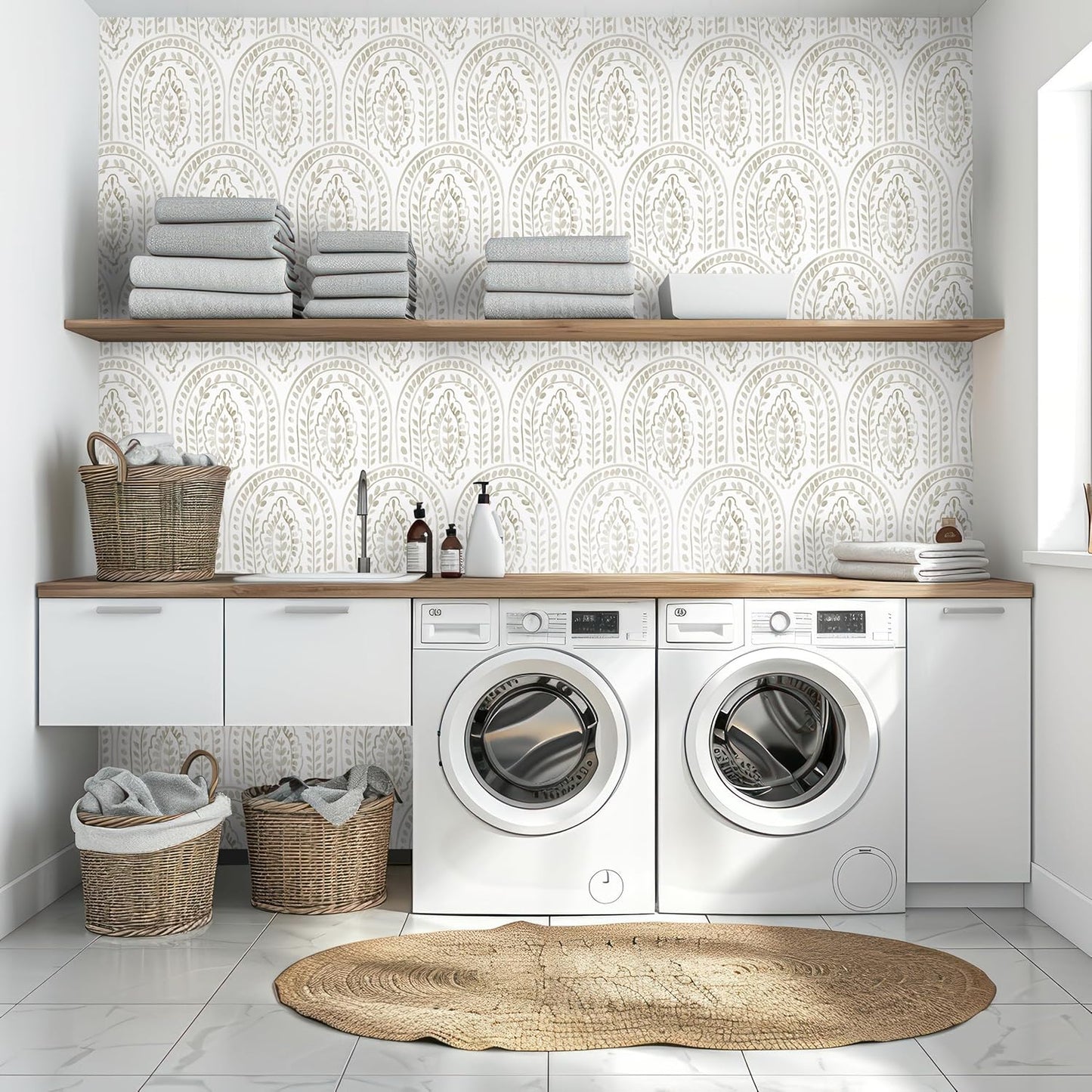 EeeComing Peel and Stick Wallpaper Boho Modern Wall Paper Peel and Stick Removable Contact Paper Self Adhesive Wallpapers for Bedroom and Bathroom Wallpaper Cabinet Shelf Liner Vinyl 118.1 "x17.3