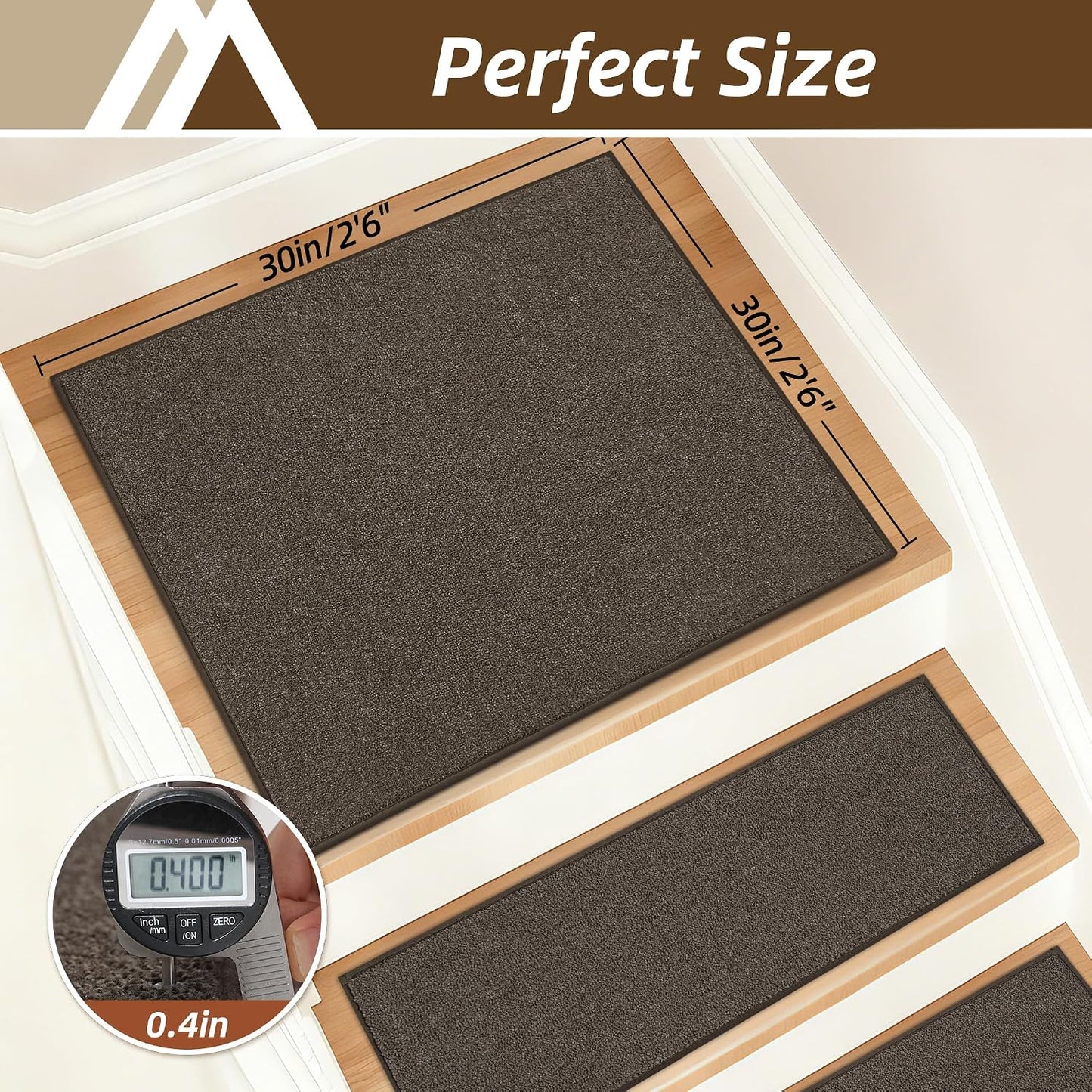 COSY HOMEER Stair Treads Non-Slip Carpet Stair Treads for Wooden Steps, Indoor Stair-Runner Rugs for Kids Elders & Pets 28"x9" (4Pc, Dark Gray)